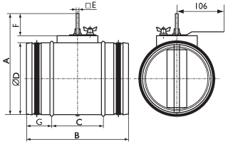 клапан воздушный регулировочный для круглых каналов КВК 500Р